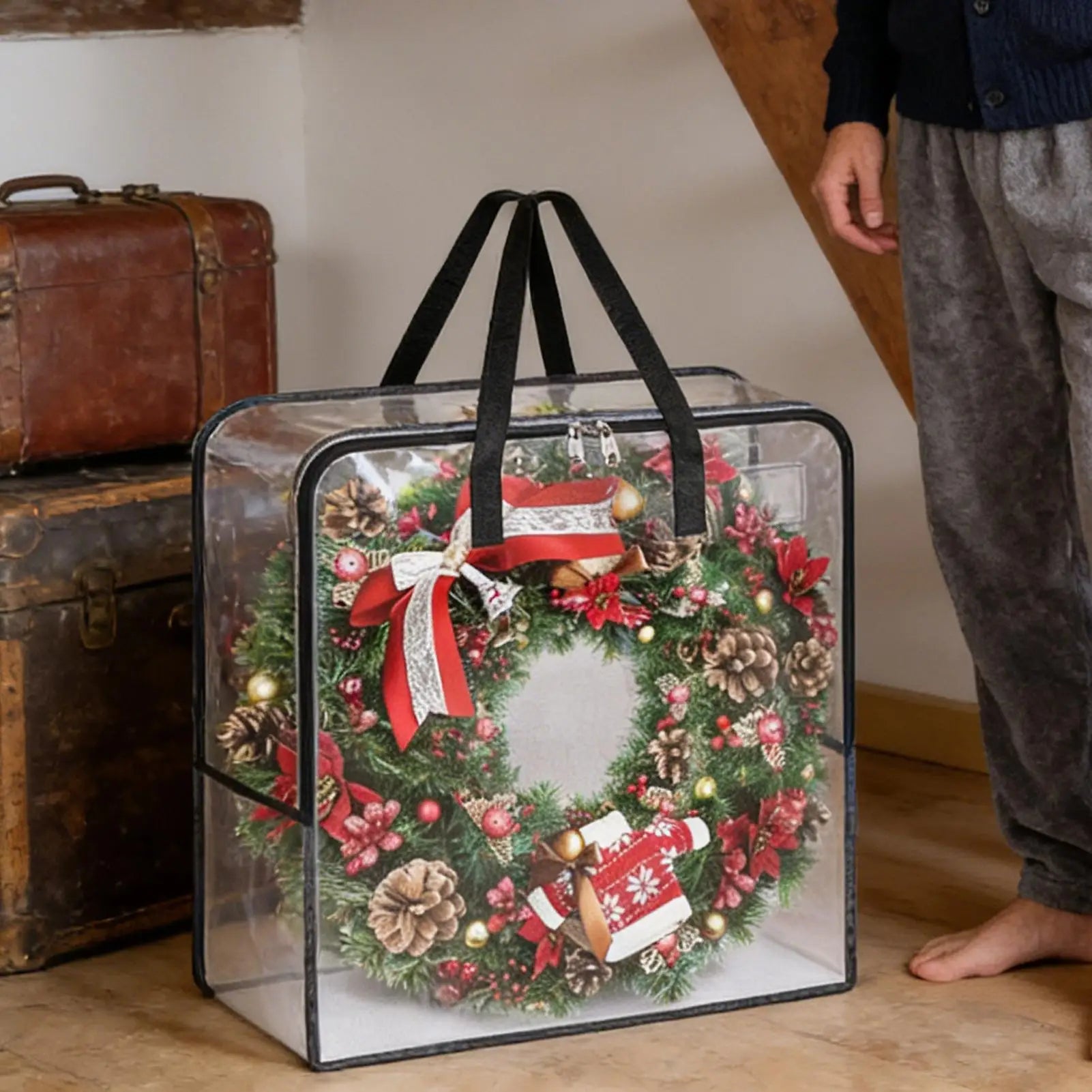 5-Pack Clear Christmas Wreath Storage Bags | Garland Organizer Holiday Storage Bag Peaceful Pleasures Health and Wellness