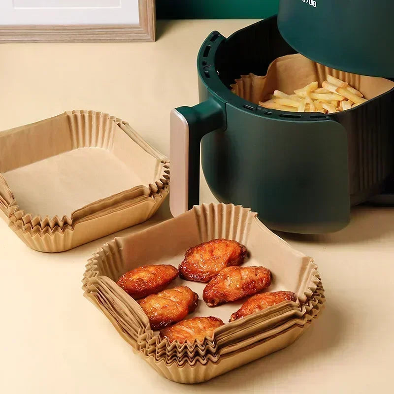 Square Air Fryer Parchment Liners 50/100pcs Non-Stick Disposable