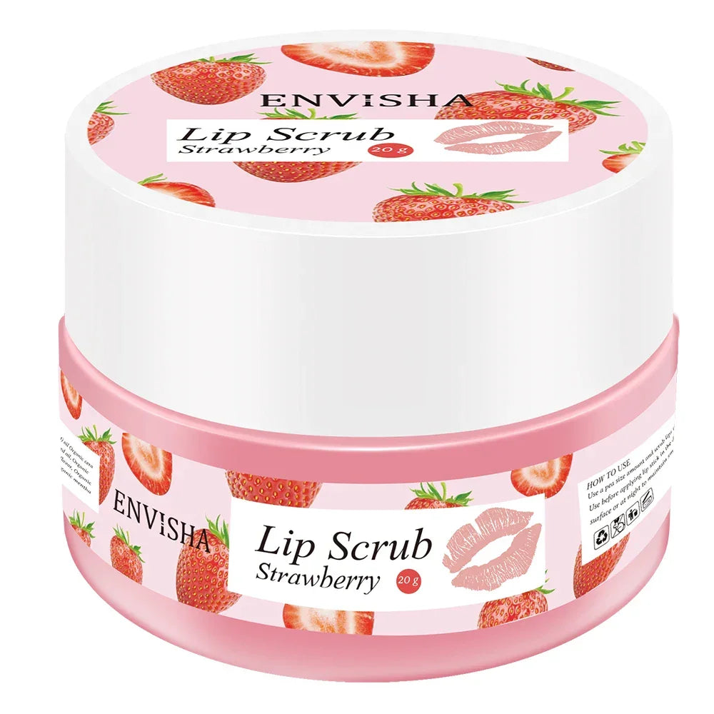 ENVISHA Strawberry Lip Scrub & Balm – Exfoliate & Moisturize Peaceful Pleasures Health and Wellness