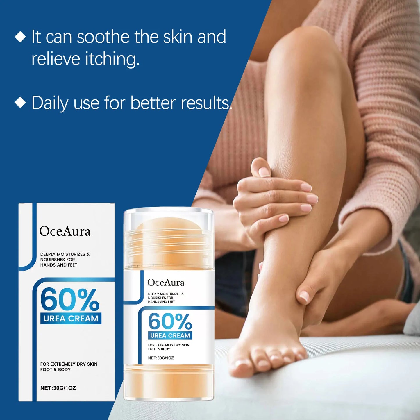OceAura 60% Urea Foot Cream Stick | Heel & Dry Skin Care
