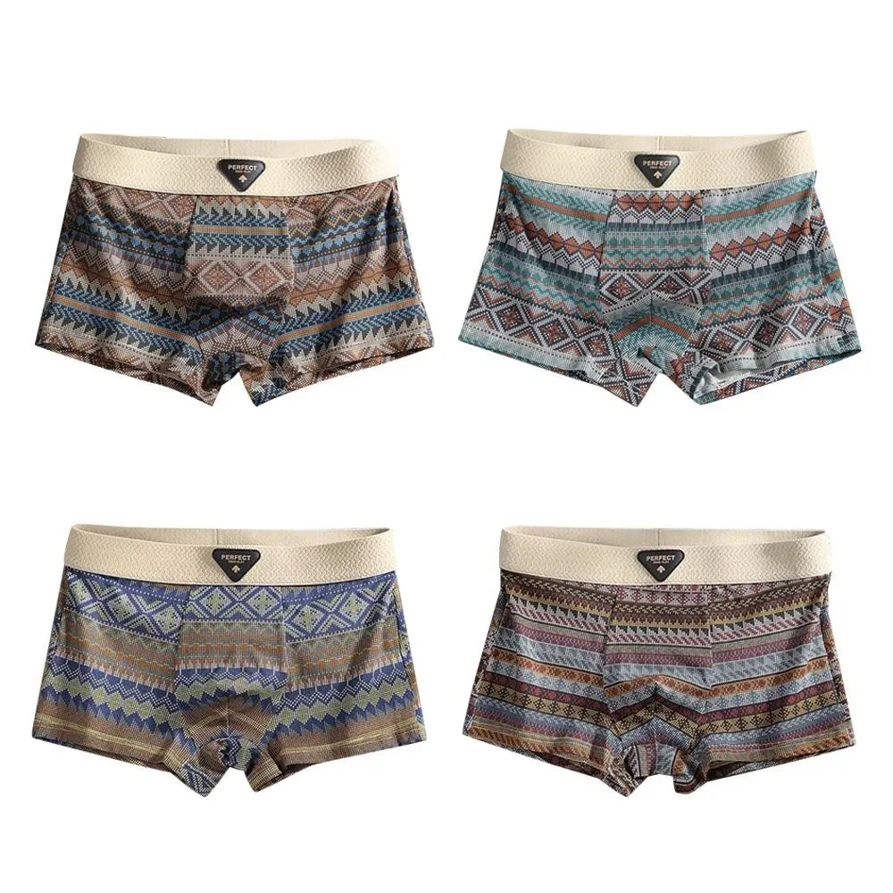 Retro Cotton Boxer Briefs – Breathable 3D Pouch Men's Underwear