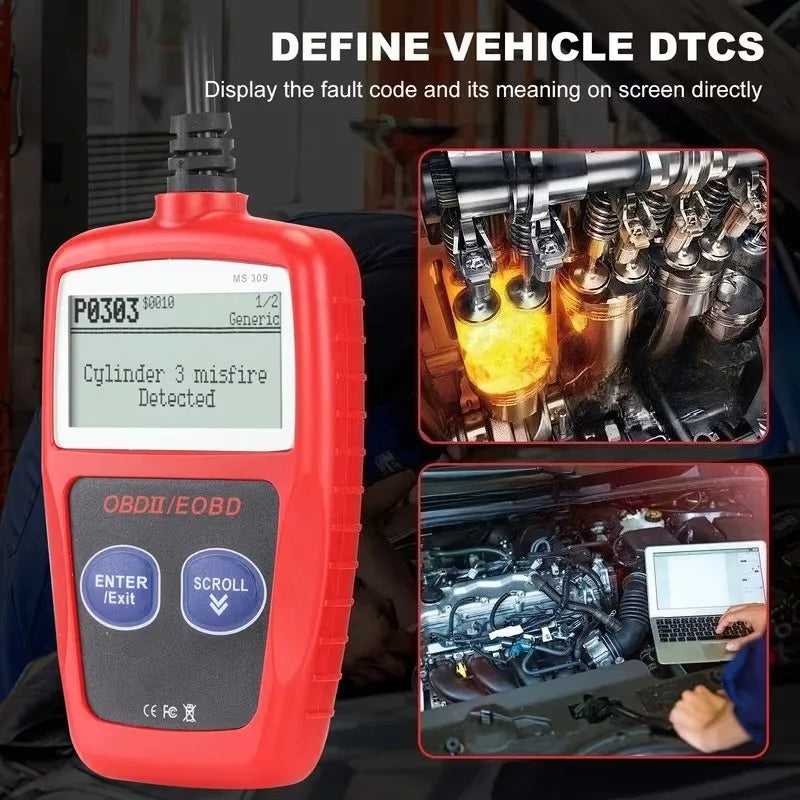 Obd2 Scanner Diagnostic Tool, No Battery Required, Car Engine Fault Code Reader, Fault Code Reading/Clearing, Engine Light Check, Easy-To-Use Button Interface, Car Diagnostic, User-Friendly Design, Portable Device, High-Quali Peaceful Pleasures Health and Wellness Red