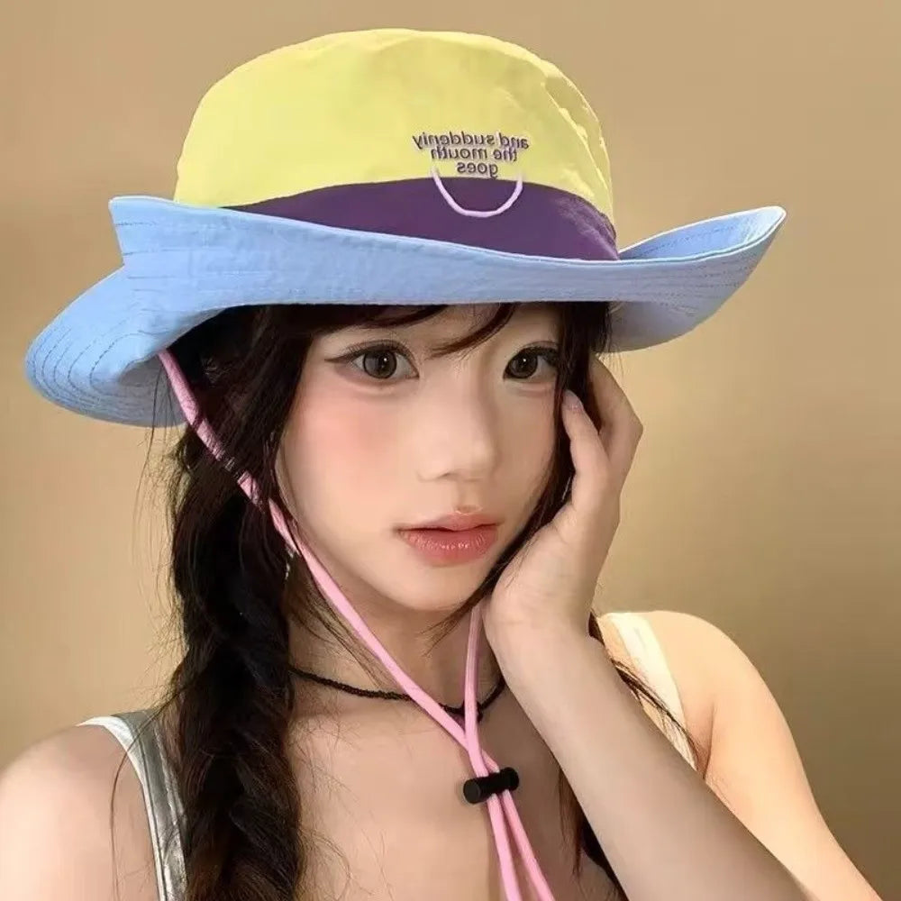 Retro Wide Brim Bucket Hat – Quick-Dry Lightweight Sun Hat