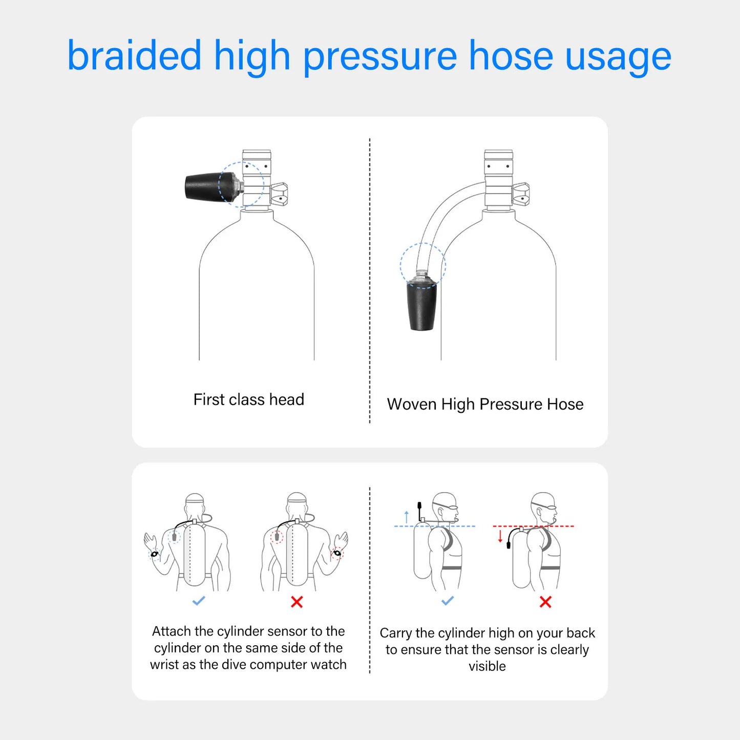 Diving Pressure Regulator Hose Professional Carbon Fiber Woven