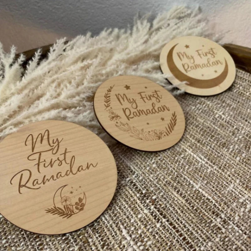 Islamic Baby Milestone Wooden Signs | Eid & Ramadan Gift Set 3pcs Wooden Milestone Signs Peaceful Pleasures Health and Wellness