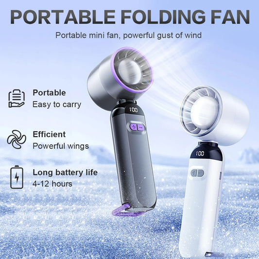Mini Handheld Air Cooling High Speed Turbo Fan Foldable USB Rechargeable 3000mAh 100 Wind Speeds Adjustable Outdoor With Lanyard Peaceful Pleasures Health and Wellness
