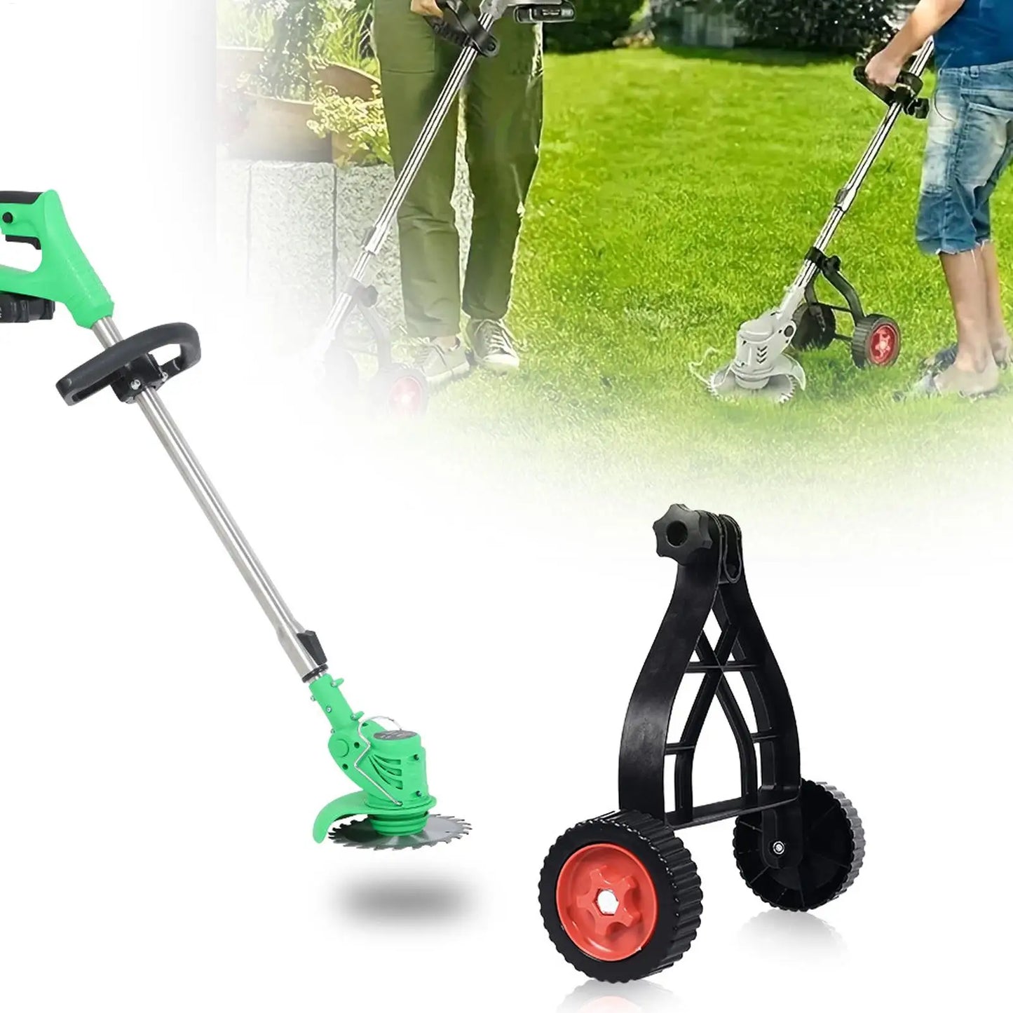 Support Wheels for Trimmer Auxiliary Wheels Trimmer Support Brush Cutter Wheel Mower Attachment Adjustable Grass Cutter Holder Peaceful Pleasures Health and Wellness