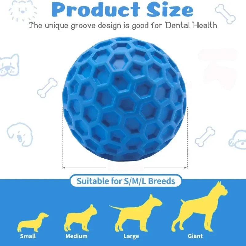 Indestructible Squeaky Dog Ball | Natural Rubber Chew Toy