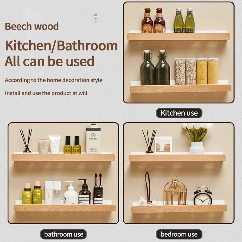 Wall Mounted Solid Wood Spice Rack | Kitchen Seasoning Storage