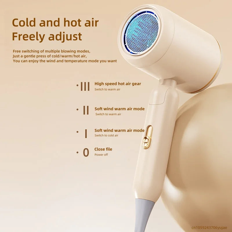 The Latest Foldable Hair Dryer With EU/US/UK Plug, High-Power 19 Second Quick Drying Blue Light Negative Ion Silent Hair Dryer Peaceful Pleasures Health and Wellness