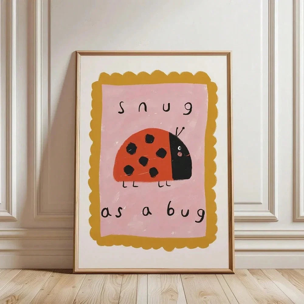 Cute Ladybug Kids Canvas Wall Art | Nursery & Bedroom Decor Kids Canvas Wall Art Peaceful Pleasures Health and Wellness A 50x70cm Unframed