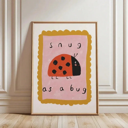 Cute Ladybug Kids Canvas Wall Art | Nursery & Bedroom Decor Kids Canvas Wall Art Peaceful Pleasures Health and Wellness A 50x70cm Unframed