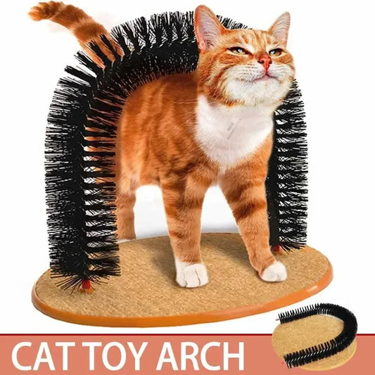 Cat Arch Self-Groomer with Scratching Pad & Massage Brush Cat Grooming Toy Peaceful Pleasures Health and Wellness