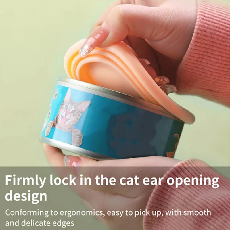 Pet Can Spoon & Lid Set | Cat Pattern, Food-Grade TPR
