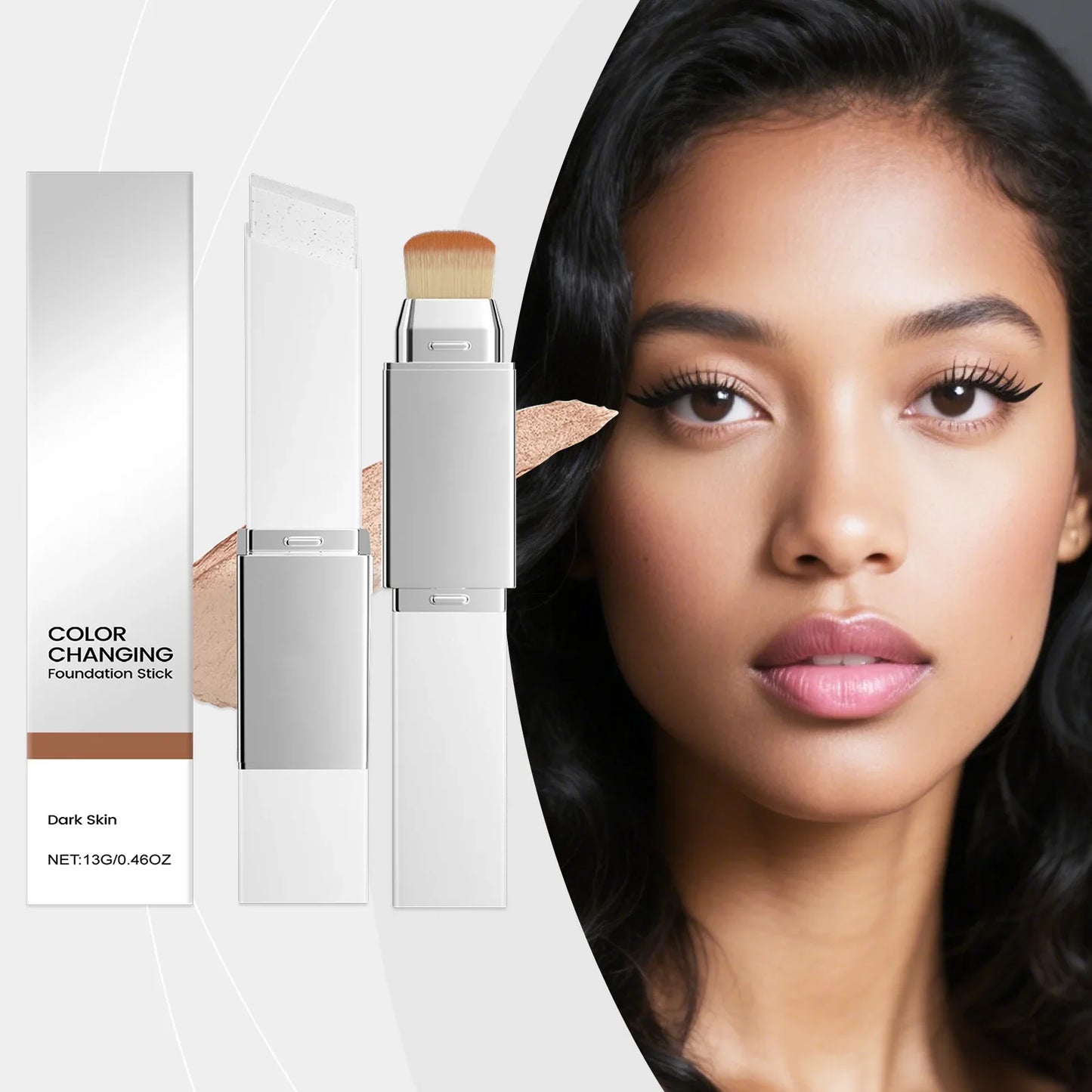 2-in-1 Color-Changing Foundation Stick with Detachable Brush