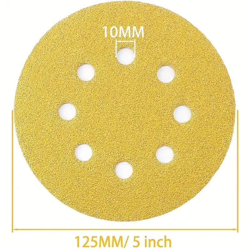 8 Holes Yellow Sandpaper Sanding Discs Grinder Car Woodworking Metal