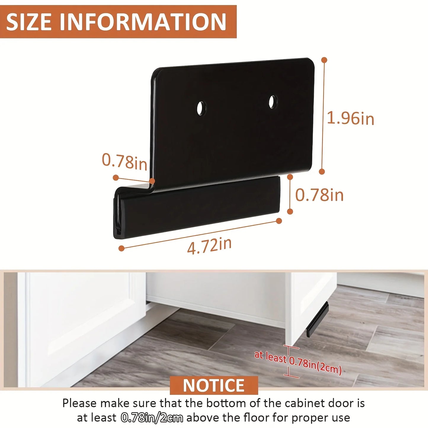 1 Polished Metal Cabinet Door Foot Handle Carbon Steel Non-contact