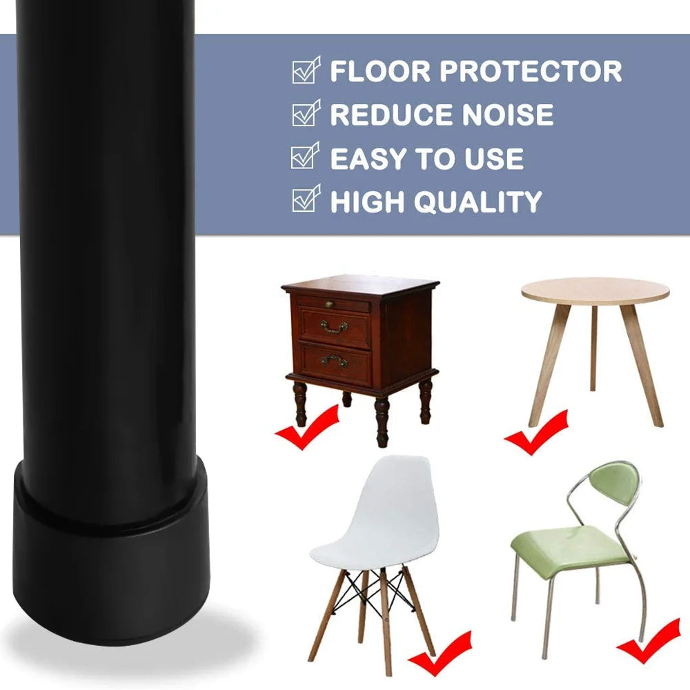 4-Pack Square Chair Leg Caps | Non-Slip Floor Protector Pads