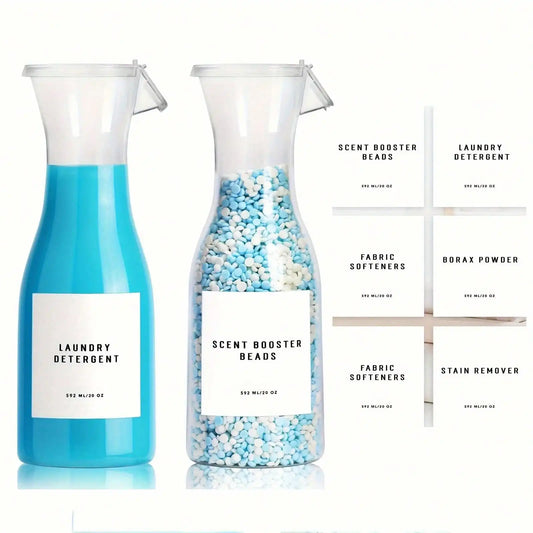 2 Pack Clear Laundry Detergent Dispenser Bottle 20oz with Label for Laundry Detergent Soap Fabric Softener Bleach Laundry Room Peaceful Pleasures Health and Wellness A