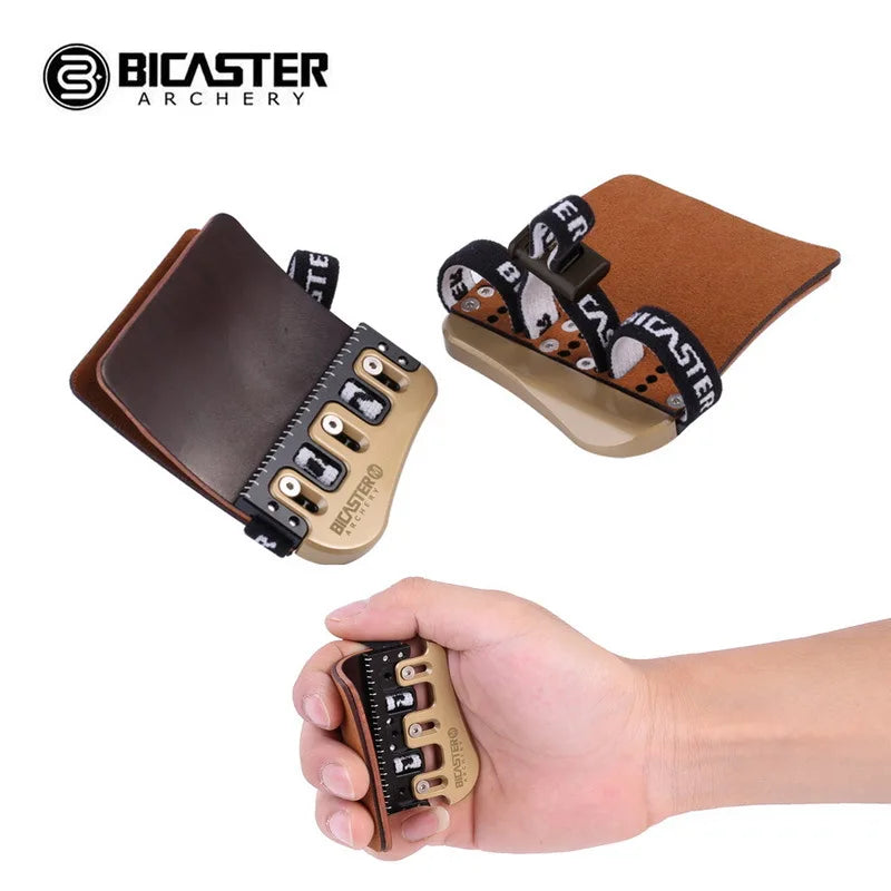 Bicaster Archery Finger Guard Protector LH RH Tab Leather Brass Plate