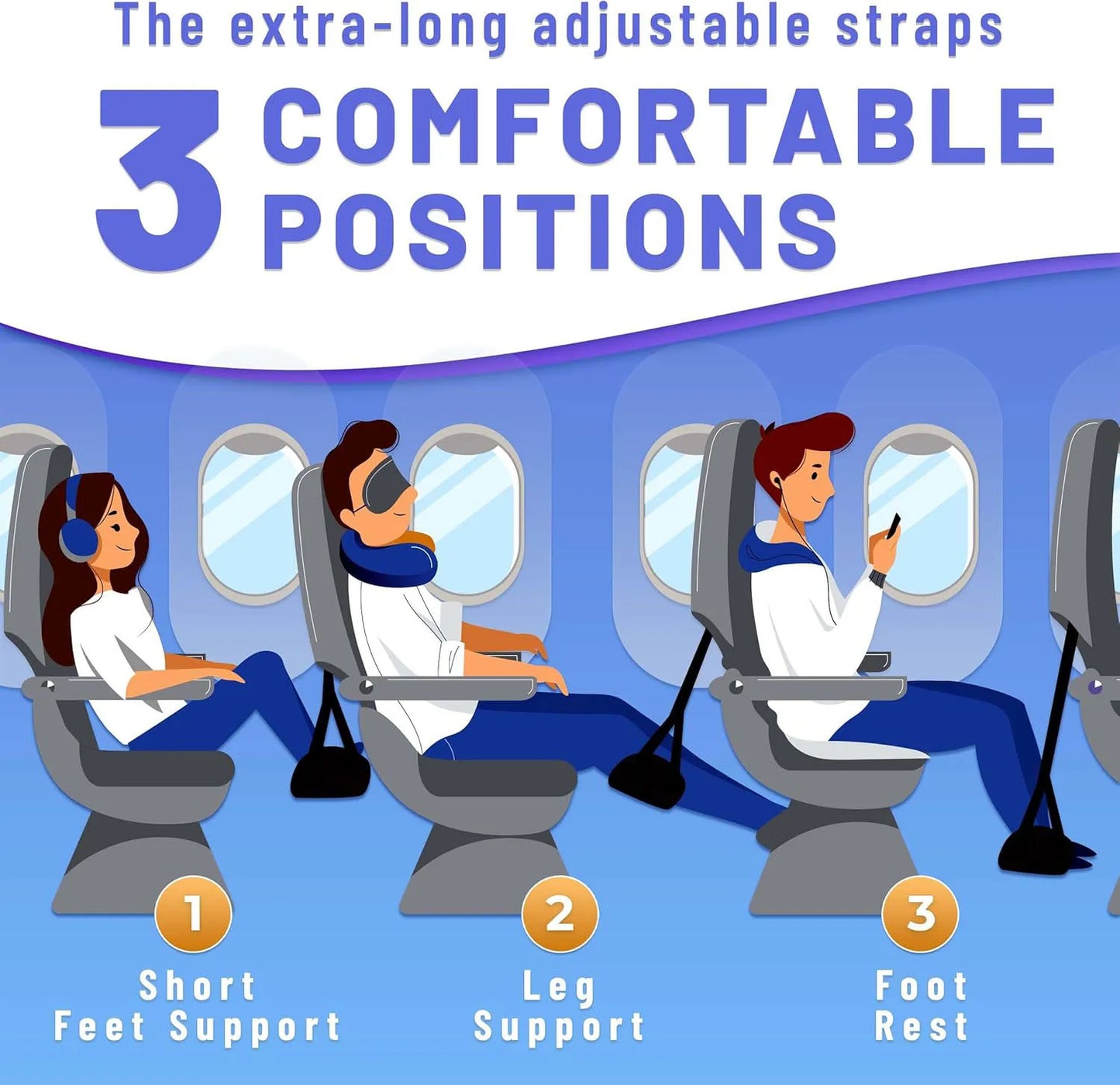Airplane Foot Hammock | Travel Footrest & Desk Leg Support