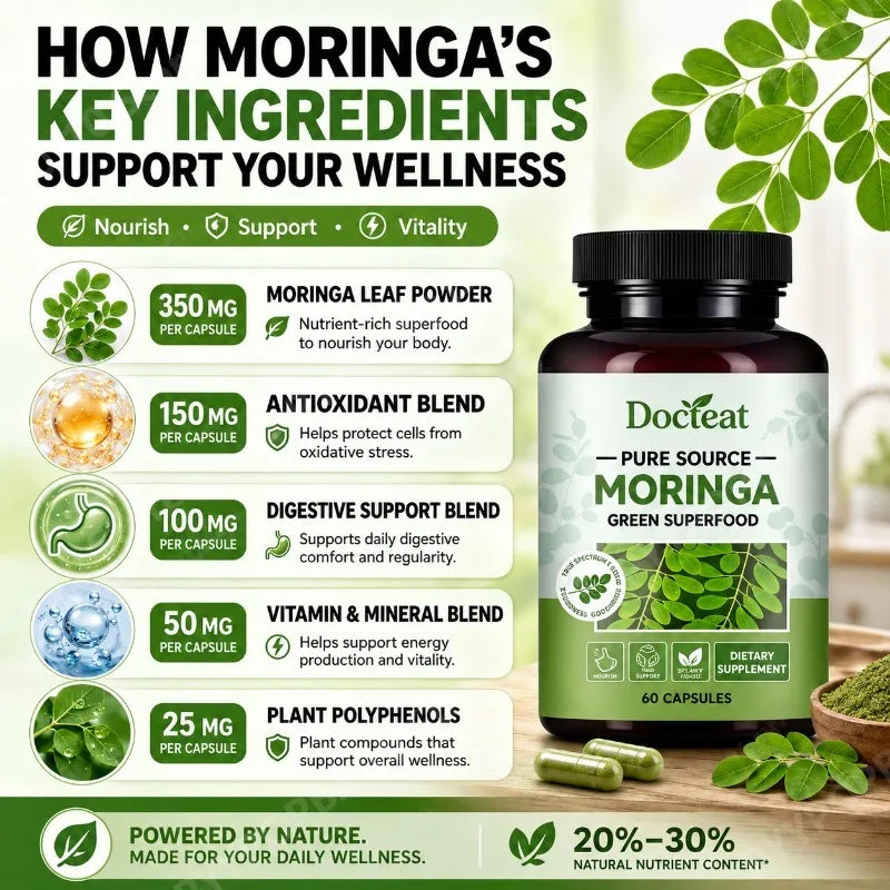 Docteat Moringa Intestinal Support Capsules | Dietary Fiber