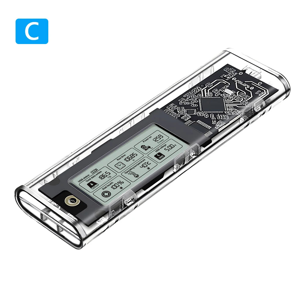 M.2NVME/NGFF Intelligent Digital Health Detection Multi-Purpose Typc3.2 Hard Drive Case Digital Display Drive Case SL-TN10-P-AC Peaceful Pleasures Health and Wellness NVME 10G