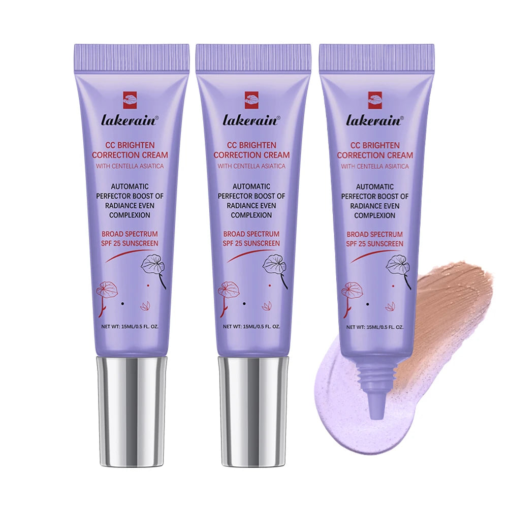 3Pcs /Set CC Cream Centella Korean Makeup Foundation Foundation Cream for Face Base Makeup Color Changing Liquid Foundation Peaceful Pleasures Health and Wellness 3pcs 1