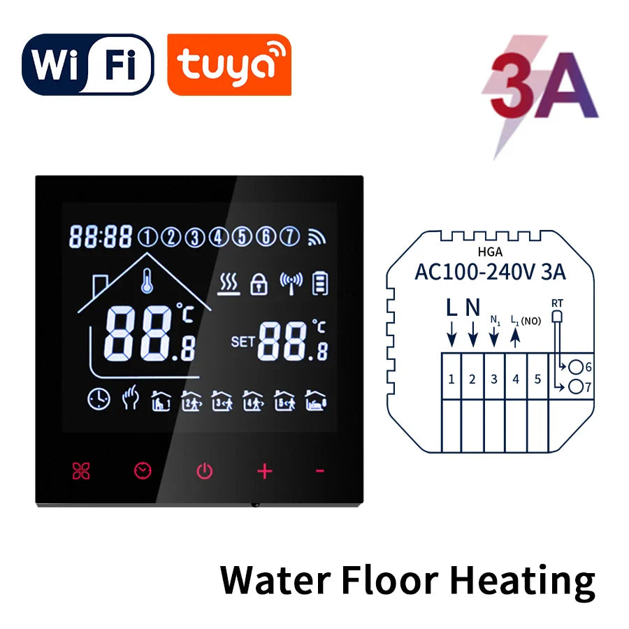 Tuya WiFi Smart Thermostat LCD Touch – Alexa & Google Home