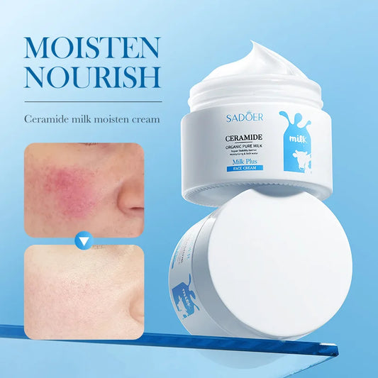 SADOER Ceramide Milk Moisturizing Face Cream – Anti-Wrinkle 100ml Facial Moisturizer Cream Peaceful Pleasures Health and Wellness