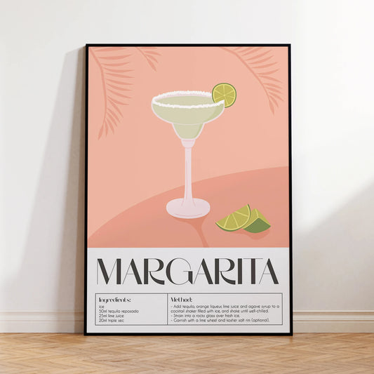 Modern Margarita Cocktail Canvas Wall Art Print | Bar Decor Canvas Wall Art Print Peaceful Pleasures Health and Wellness G4282 40x50cm Metal Framed