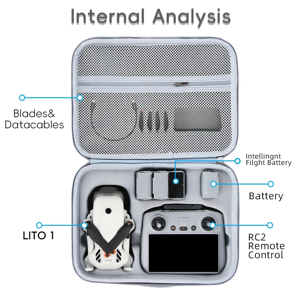 Integrated Lining Design For DJI Lito X1 Lito 1 RC 2 RC N3 All-In-One PU Storage Case With Shoulder Strap For Easy Portability Peaceful Pleasures Health and Wellness