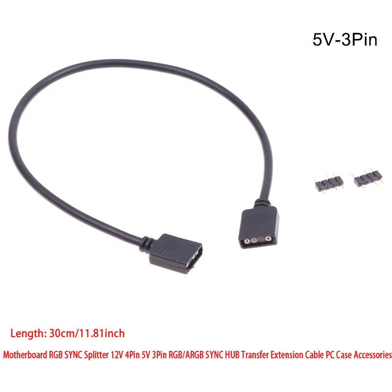 DC 5521 to 4-Pin PWM 2-Way PC Fan Power Adapter Cable 12V
