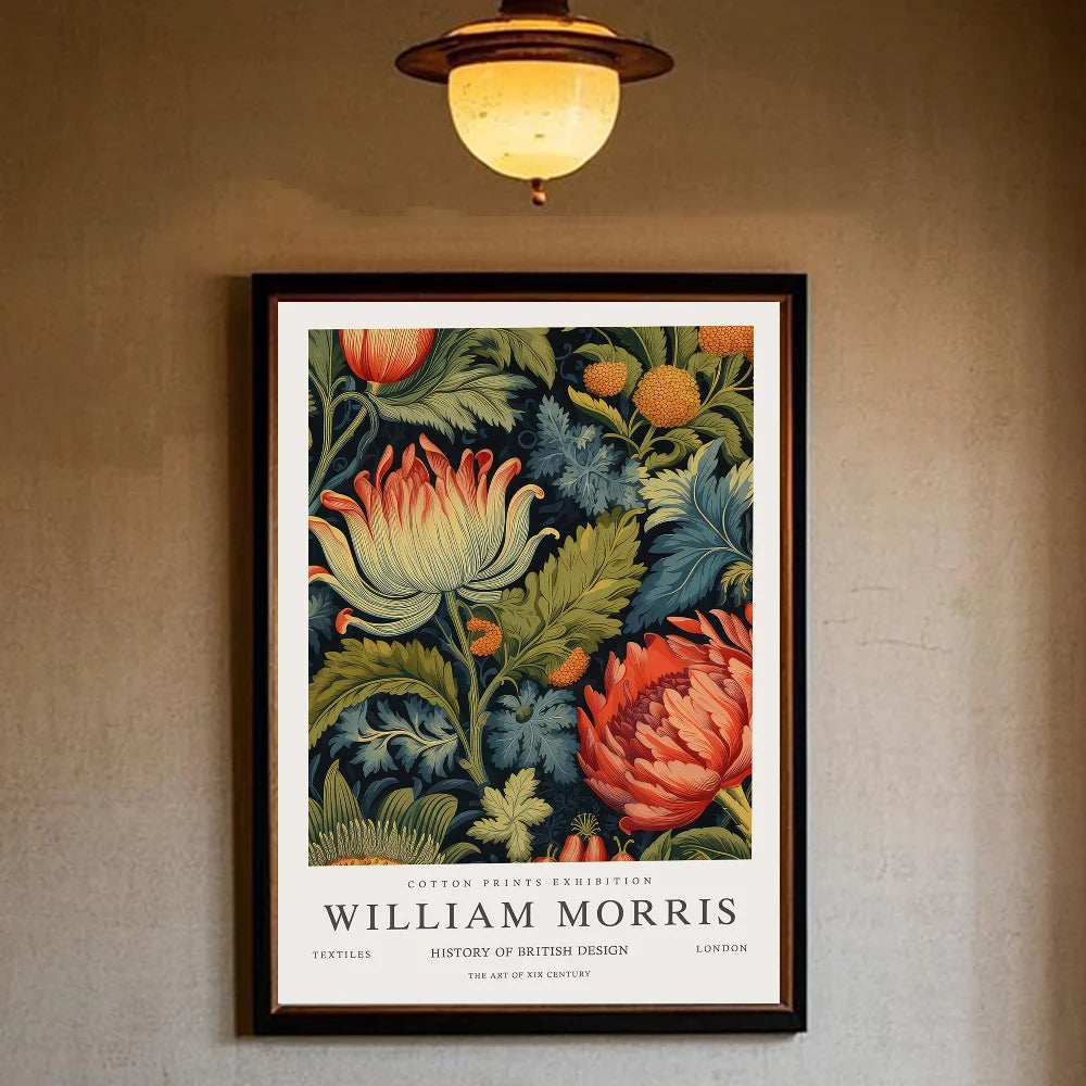 William Morris Animals & Flowers Wall Poster | HD PVC Art Decorative Wall Poster Peaceful Pleasures Health and Wellness z12 50X70cmNoframe