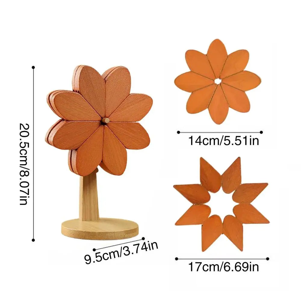 Windmill Wooden Trivet Set | Non-Slip Hot Pads for Kitchen Wooden Trivet Set Peaceful Pleasures Health and Wellness China Mainland brown three slices