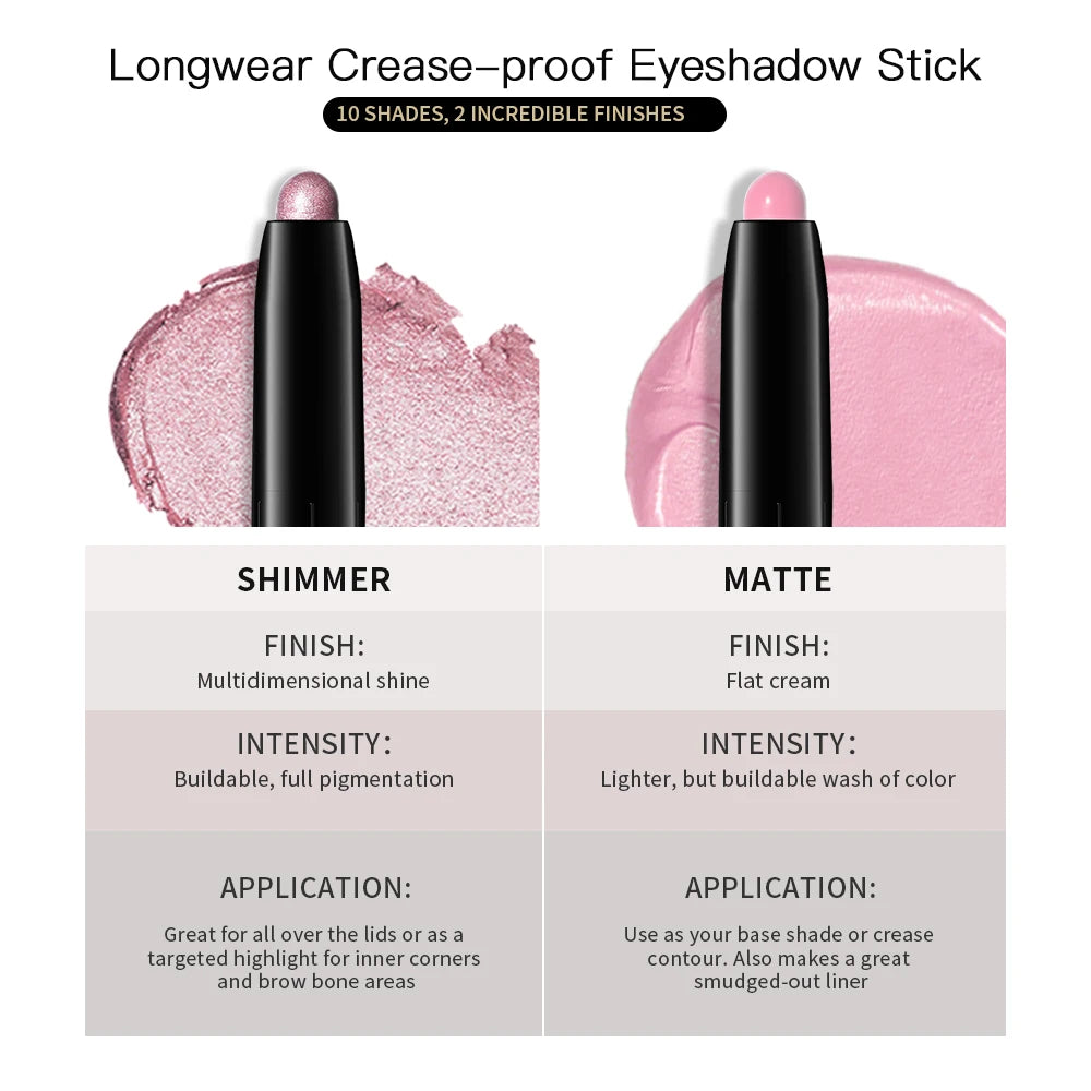 12 Colors Eyeshadow Pencil Stick Shimmer And Matte Waterproof Metallic Glitter Eye Shadow Highlighter Pencil Eyeshadow Cosmetics Peaceful Pleasures Health and Wellness