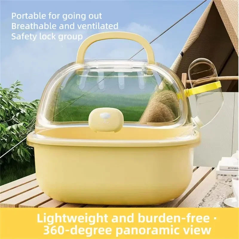 Transparent Portable Hamster Cage – Large Space, Handheld Travel Small Animal Cage Peaceful Pleasures Health and Wellness