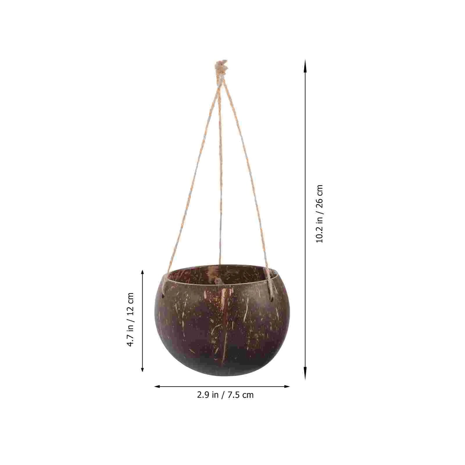 Large Hanging Planter Coconut Shell Flowerpot Wall Mounted Basket With Chain Flower Container Balcony Plant Holder Peaceful Pleasures Health and Wellness