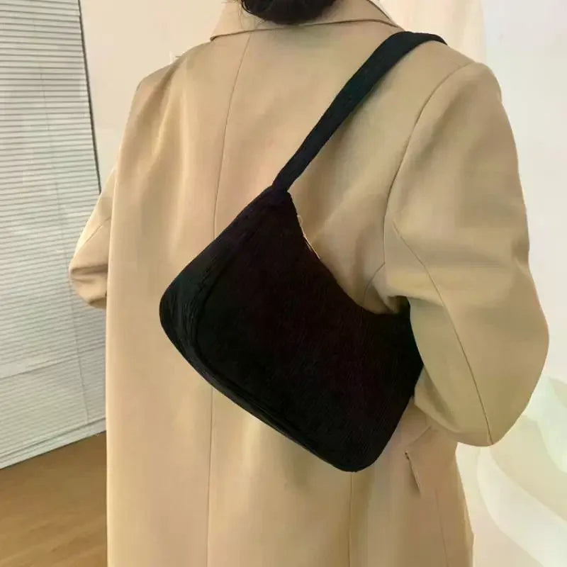 Women's Corduroy Underarm Bag | Small Square Shoulder Bag