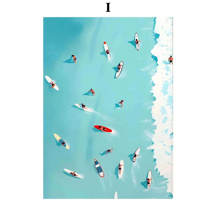 Ocean Wave Beach Canvas Wall Art | Nordic Landscape Poster
