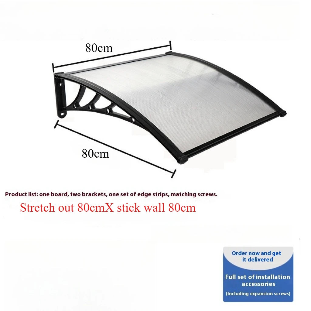 Window Awning Door Canopy 60x60 80x80 60x100 Window Awning Overhead Modern Polycarbonate Cover Outdoor Front Porch Patio Canopy Peaceful Pleasures Health and Wellness Transparent 80 80