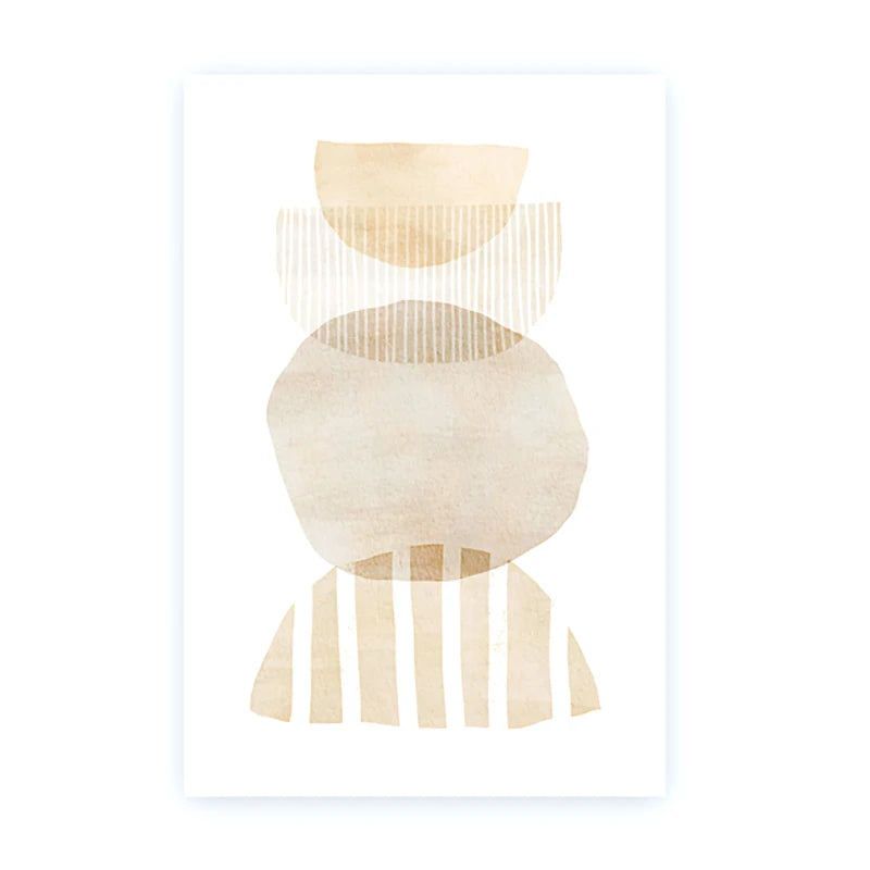 Watercolor Abstract Canvas Wall Art | Pastel Boho Beige Gray