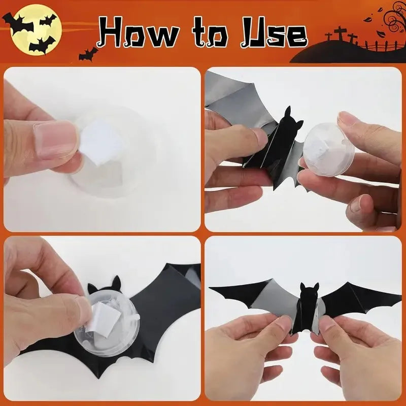 Halloween 3D LED Bat Wall Stickers | Purple Green Glow Decor