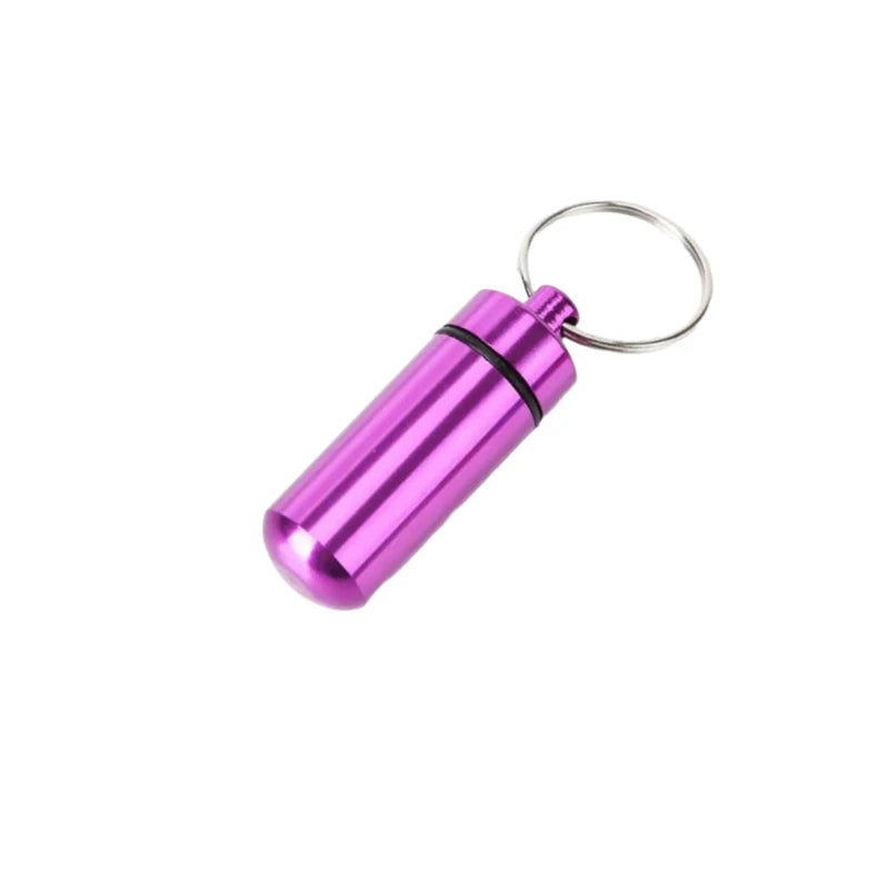 Portable Mini Waterproof Aluminum Pill Box Cases Container Organizer Storage Tablets Bottle Medicine Vitamin Pillboxs Fish Oils Peaceful Pleasures Health and Wellness Purple