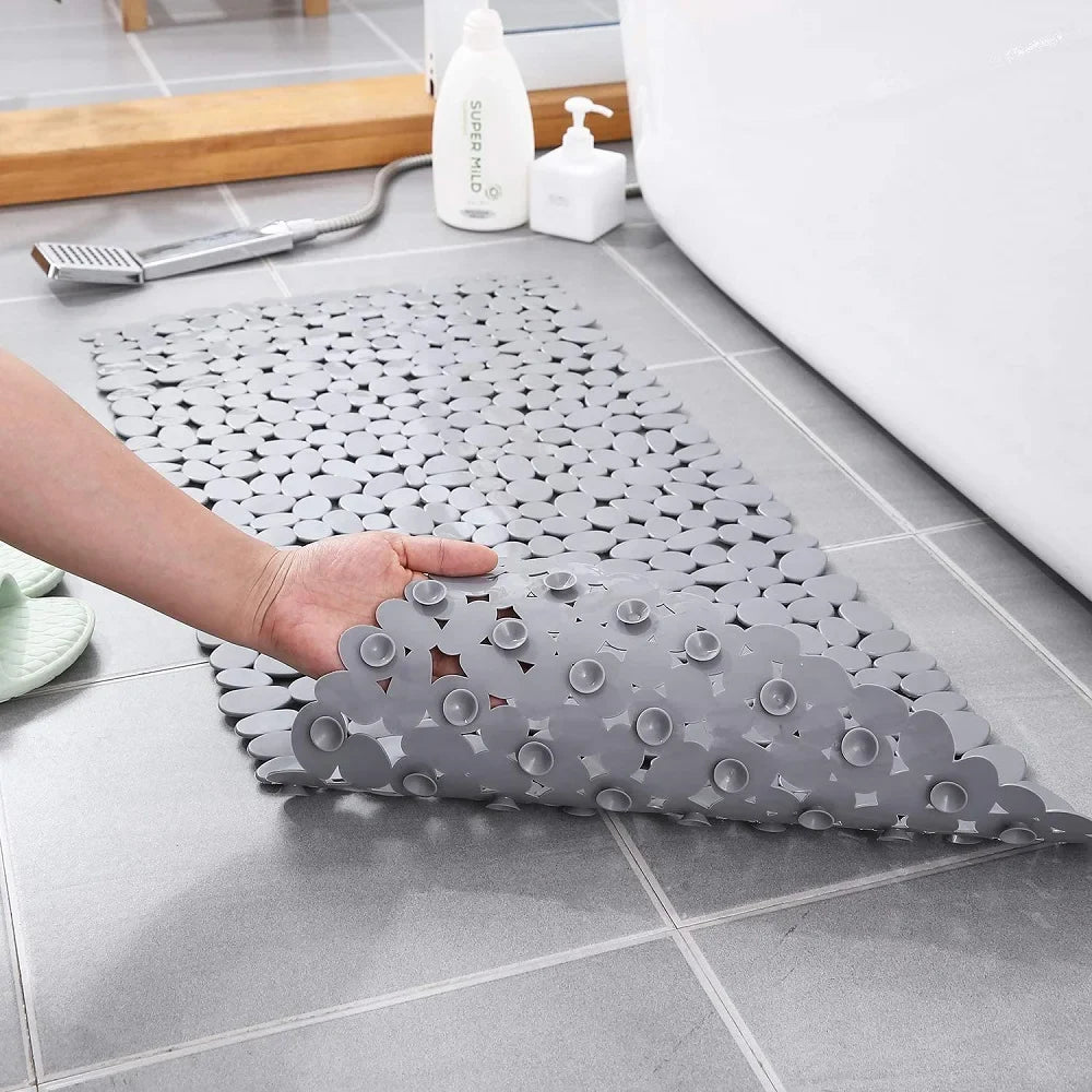 Non-Slip Pebble Bath Mat | Suction Cups & Drain Holes