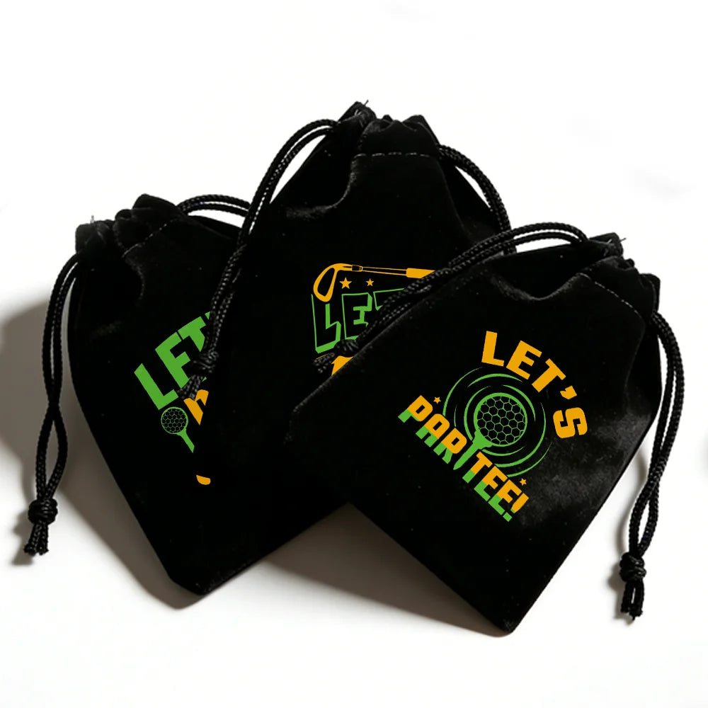 5-Pack Golf Velvet Drawstring Gift Bags 5x7" | Party Favors