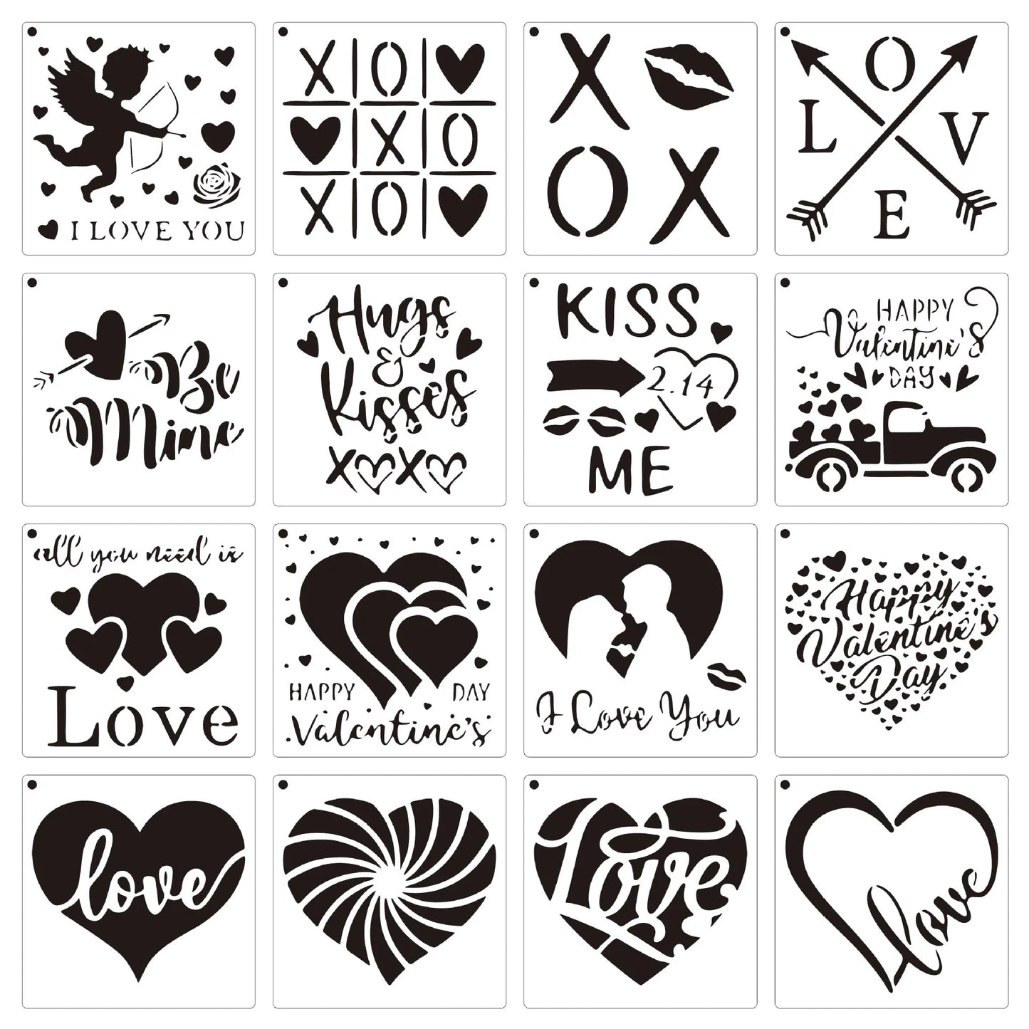 Heart Theme Drawing Stencil Template PET Reusable Hollow Out Painting