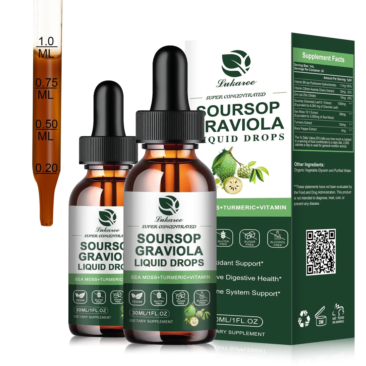 Soursop Graviola Extract Drops 30ML – Immunity, Digestion & Detox Support Herbal Supplement Peaceful Pleasures Health and Wellness