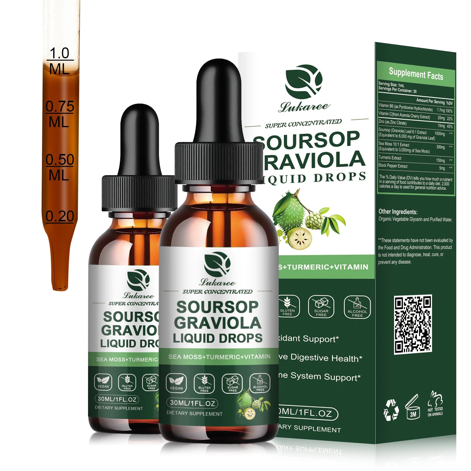 Soursop Graviola Extract Drops 30ML – Immunity, Digestion & Detox Support Herbal Supplement Peaceful Pleasures Health and Wellness