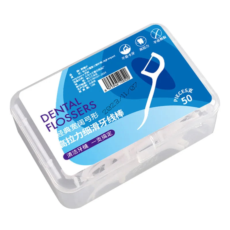 1/2/3/5/10 Boxes of Dental Floss 50 Pieces in A Box Portable for Cleaning Teeth Ultra-fine Floss Sticks That Won't Hurt The Gums Peaceful Pleasures Health and Wellness 1 box-50 pcs